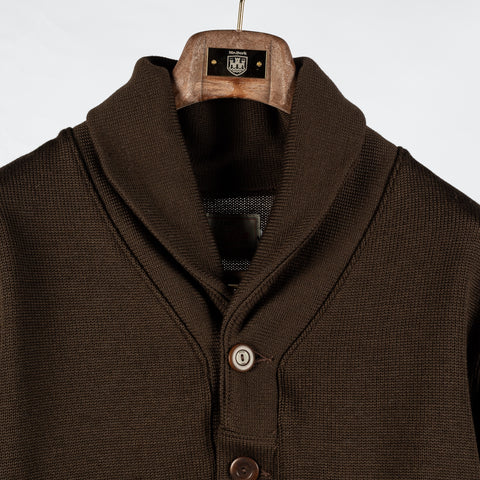 Dehen 1920 Brown Shawl Sweater Coat - Black, Wool, Jersey, Knit - View 7
