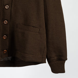 Dehen 1920 Brown Shawl Sweater Coat - Black, Wool, Jersey, Knit - Back View