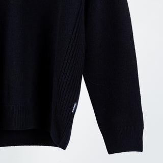 Barbour Navy Holden Half Zip Sweater - Tan, Wool, British, Knit, Made In England - Back View