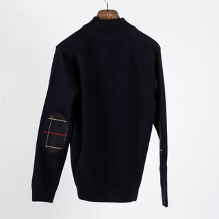 Barbour Navy Holden Half Zip Sweater - Tan, Wool, British, Knit, Made In England - View 5
