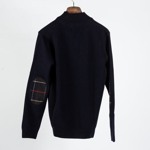 Barbour Navy Holden Half Zip Sweater - Tan, Wool, British, Knit, Made In England - View 5