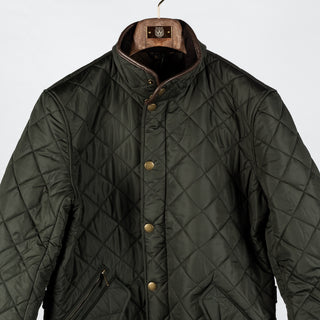 Barbour Olive Powell Quilted Jacket - Tan, Corduroy, Leather, Polyester, Modern Fit - View 7