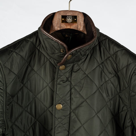 Barbour Olive Powell Quilted Jacket - Tan, Corduroy, Leather, Polyester, Modern Fit - View 8