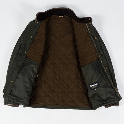 Barbour Olive Powell Quilted Jacket - Tan, Corduroy, Leather, Polyester, Modern Fit - View 6