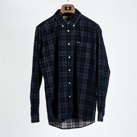 Barbour Navy Check Southfield Button Down Shirt - Cotton, Corduroy, Tailored Fit, Made In England