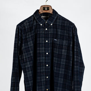 Barbour Navy Check Southfield Button Down Shirt - Cotton, Corduroy, Tailored Fit, Made In England - View 6