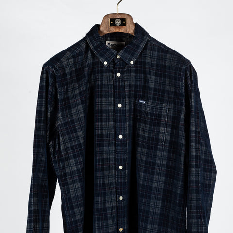 Barbour Navy Check Southfield Button Down Shirt - Cotton, Corduroy, Tailored Fit, Made In England - View 6