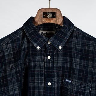 Barbour Navy Check Southfield Button Down Shirt - Cotton, Corduroy, Tailored Fit, Made In England - View 7