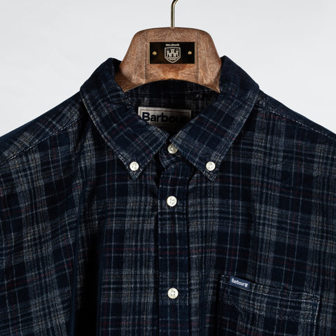 Barbour Navy Check Southfield Button Down Shirt - Cotton, Corduroy, Tailored Fit, Made In England - View 7