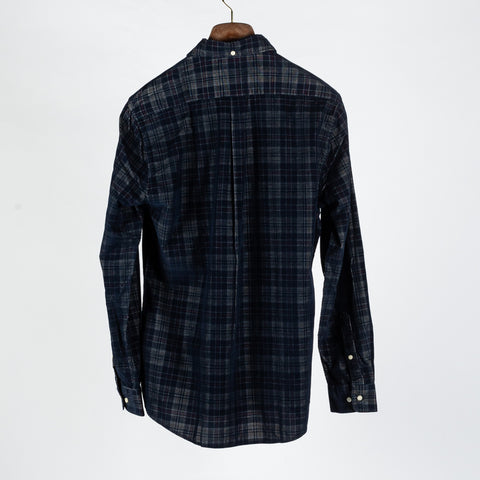 Barbour Navy Check Southfield Button Down Shirt - Cotton, Corduroy, Tailored Fit, Made In England - View 5