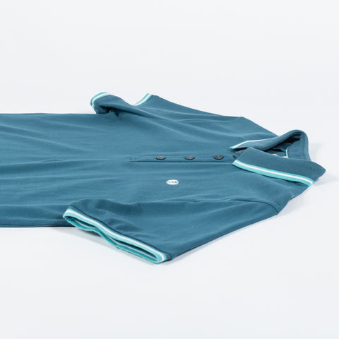 Blue Industry Teal Contrast Polo 7