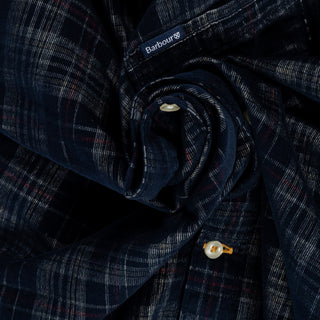 Barbour Navy Check Southfield Button Down Shirt - Cotton, Corduroy, Tailored Fit, Made In England - Alternate View