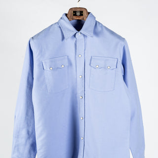 Wythe LIght Blue Moleskin Pearlsnap Shirt - Cotton, Denim - View 6