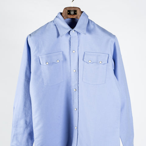 Wythe LIght Blue Moleskin Pearlsnap Shirt - Cotton, Denim - View 6