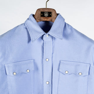 Wythe LIght Blue Moleskin Pearlsnap Shirt - Cotton, Denim - View 7