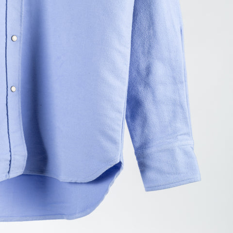 Wythe LIght Blue Moleskin Pearlsnap Shirt - Cotton, Denim - Back View