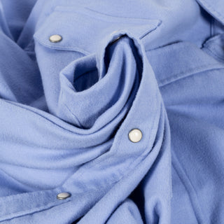 Wythe LIght Blue Moleskin Pearlsnap Shirt - Cotton, Denim - Alternate View