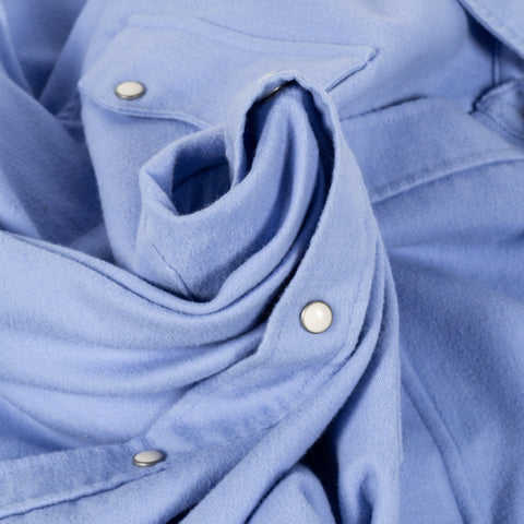 Wythe LIght Blue Moleskin Pearlsnap Shirt - Cotton, Denim - Alternate View