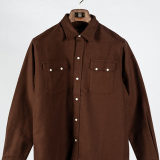Wythe Cocoa Moleskin Pearlsnap Shirt - Red, Cotton, Denim - View 6