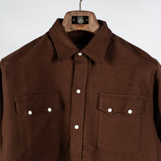 Wythe Cocoa Moleskin Pearlsnap Shirt - Red, Cotton, Denim - View 7
