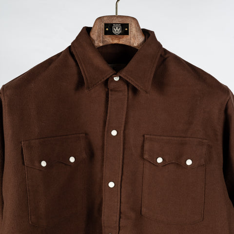 Wythe Cocoa Moleskin Pearlsnap Shirt - Red, Cotton, Denim - View 7