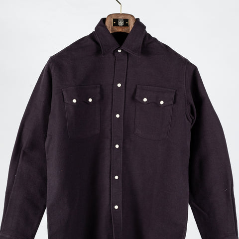 Wythe Night Sky Moleskin Pearlsnap Shirt - Red, Cotton, Denim - View 6