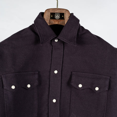 Wythe Night Sky Moleskin Pearlsnap Shirt - Red, Cotton, Denim - View 7