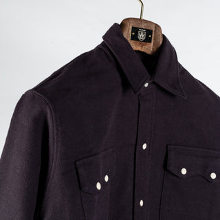 Wythe Night Sky Moleskin Pearlsnap Shirt - Red, Cotton, Denim - Detail View