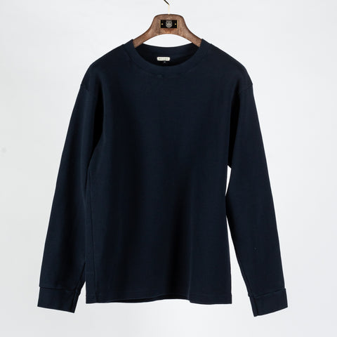 Wythe Navy Cotton Longsleeve Thermal - Cotton, Flannel, Stretch, Tailored Fit