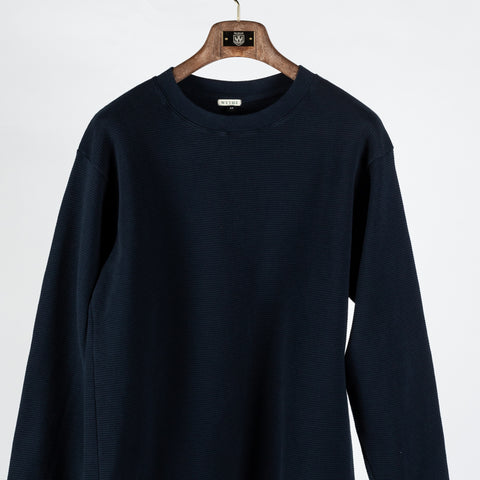 Wythe Navy Cotton Longsleeve Thermal - Cotton, Flannel, Stretch, Tailored Fit - View 6