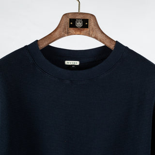 Wythe Navy Cotton Longsleeve Thermal - Cotton, Flannel, Stretch, Tailored Fit - View 7