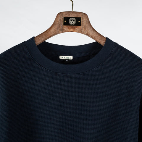 Wythe Navy Cotton Longsleeve Thermal - Cotton, Flannel, Stretch, Tailored Fit - View 7