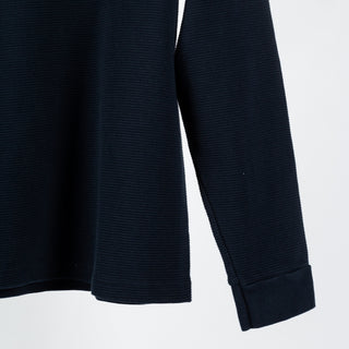 Wythe Navy Cotton Longsleeve Thermal - Cotton, Flannel, Stretch, Tailored Fit - Back View