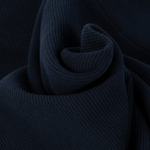 Wythe Navy Cotton Longsleeve Thermal - Cotton, Flannel, Stretch, Tailored Fit - Alternate View