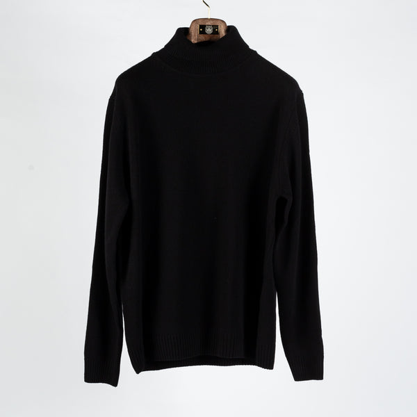 Black Chunky Merino Wool Turtleneck Sweater