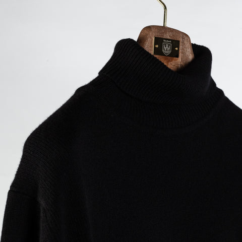 Stenstroms Black Chunky Merino Wool Turtleneck Sweater - Wool, Merino, Knit - Detail View