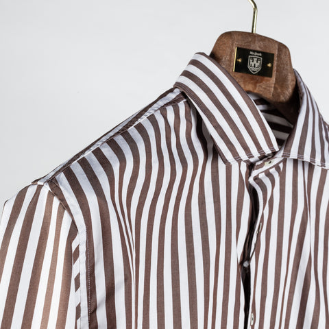 Stenstroms Dark brown Striped Twill Shirt - Cotton, Denim, Twill, Regular Fit - Detail View