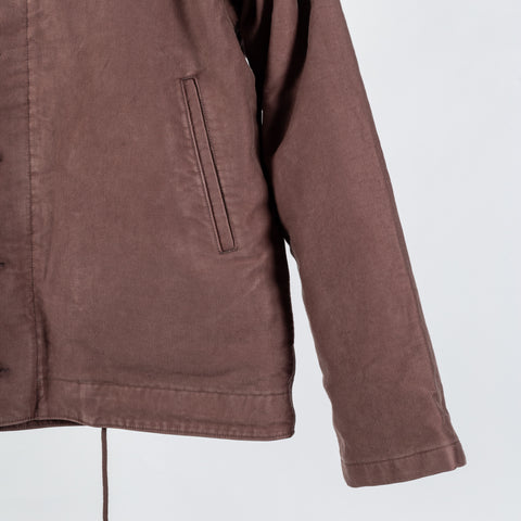 Wythe Dusty Purple Deck Jacket - Red, Wool, Cotton, Leather - Back View