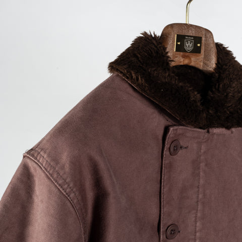 Wythe Dusty Purple Deck Jacket - Red, Wool, Cotton, Leather - Detail View
