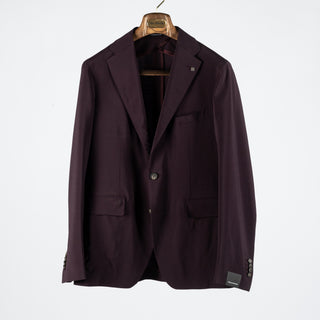 Tagliatore Burgundy Wool Suit - Black, Wool, Silk, Oxford, Tailored Fit, Textured, Made In Italy