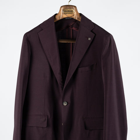 Tagliatore Burgundy Wool Suit - Black, Wool, Silk, Oxford, Tailored Fit, Textured, Made In Italy - View 7