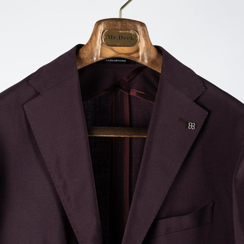 Tagliatore Burgundy Wool Suit - Black, Wool, Silk, Oxford, Tailored Fit, Textured, Made In Italy - View 8