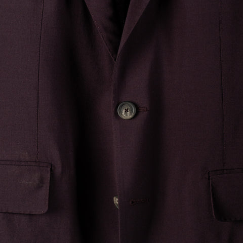 Tagliatore Burgundy Wool Suit - Black, Wool, Silk, Oxford, Tailored Fit, Textured, Made In Italy - Back View