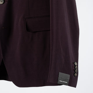 Tagliatore Burgundy Wool Suit - Black, Wool, Silk, Oxford, Tailored Fit, Textured, Made In Italy - View 5