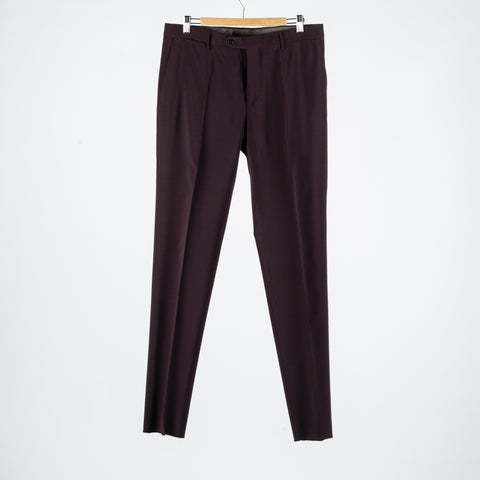 Tagliatore Burgundy Wool Suit - Black, Wool, Silk, Oxford, Tailored Fit, Textured, Made In Italy - View 12