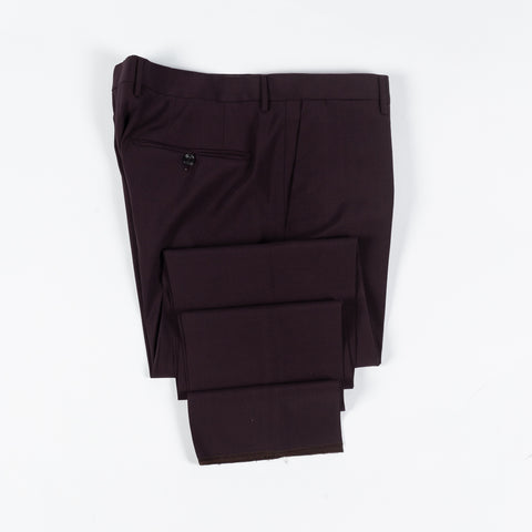 Tagliatore Burgundy Wool Suit - Black, Wool, Silk, Oxford, Tailored Fit, Textured, Made In Italy - View 16