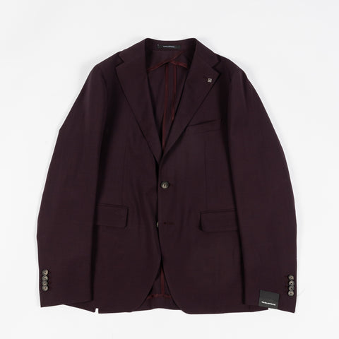 Tagliatore Burgundy Wool Suit - Black, Wool, Silk, Oxford, Tailored Fit, Textured, Made In Italy - View 9