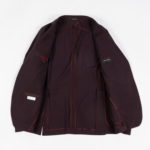 Tagliatore Burgundy Wool Suit - Black, Wool, Silk, Oxford, Tailored Fit, Textured, Made In Italy - View 10