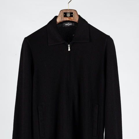 Gran Sasso Black Felted Cashmere Knitted Zip Sweater - Cashmere, Flannel, Italian, Made In Italy - View 6