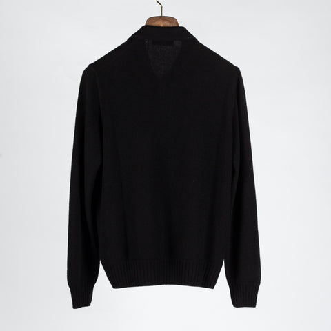 Gran Sasso Black Felted Cashmere Knitted Zip Sweater - Cashmere, Flannel, Italian, Made In Italy - View 5